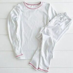 Cuddl Duds Girls Comfortech Stretch Poly 2 pc. Long Sleeve Crew & Pant Set Small